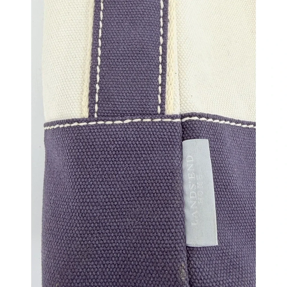 Vintage Lands End Home Wine Bottle Tote Caddy Navy Blue Natural
